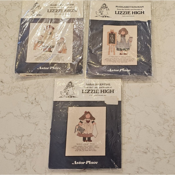 Lot 3 Vintage 80's Astor Place School Cross Stitch Pattern 13 X 16 NEW Sealed - Picture 1 of 5